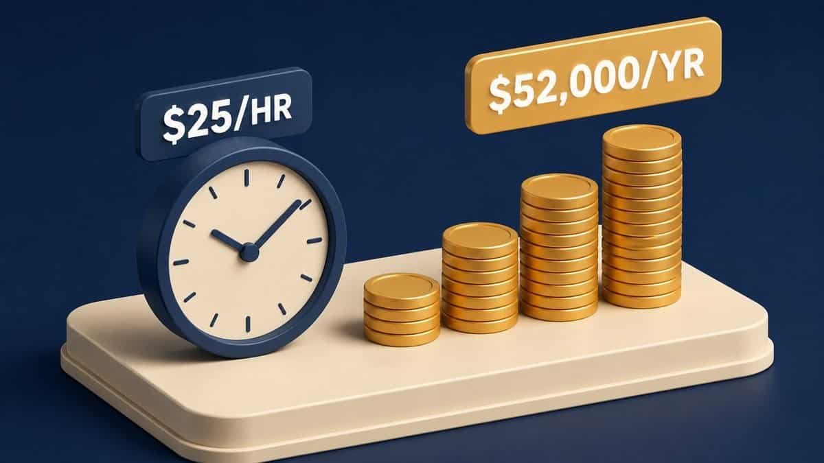 25 dollars an hour is 52,000 dollars a year: gross versus take home pay in 2026