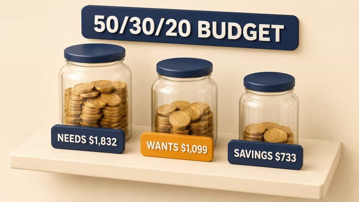 50/30/20 budget on 3,663 dollars monthly take home at 25 dollars an hour: 1,832 needs, 1,099 wants, 733 savings